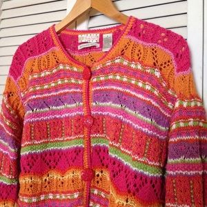 Colorful Vintage Grandma Buttoned Cardigan S/M